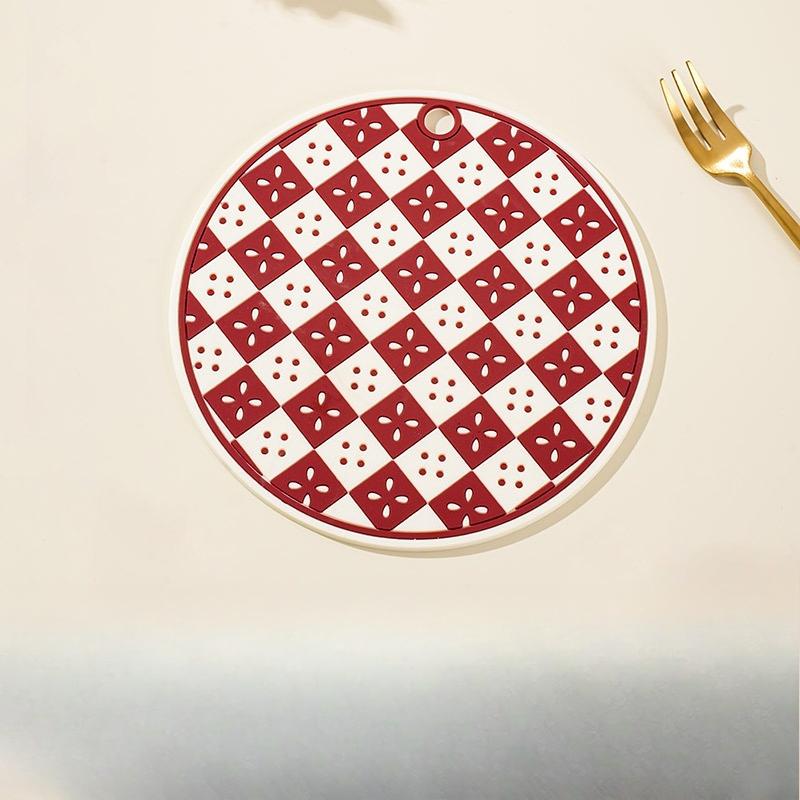 Retro Checkerboard Heat Insulation Pad, Pot and Bowl Pad, High-temperature Resistant Plate Pad, Anti-slip Table Pad, Heat-resistant