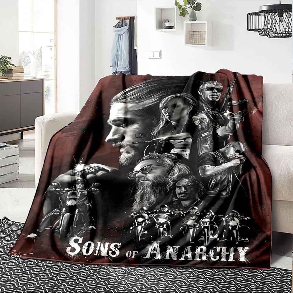 1ks Sons of Anarchydeka Měkký flanel, Útulný Polyester pro všechna roční období, Perfektní pro domov, kancelář