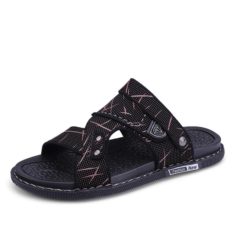 

Модные мужские сандалии Модные летние новые шлепанцы Кожаные повседневные сандалии Нескользящие пляжные сандалии для мужчин Сандалии на платформе Sandalias Hombre 38 коричневый