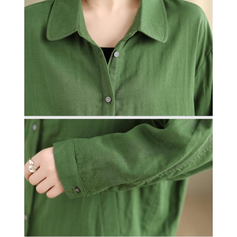 DIMANAF 2025 Autumn Plus Size Blouse Shirt Women Long Sleeve Loose Casual Lady Tops Cotton Buttons