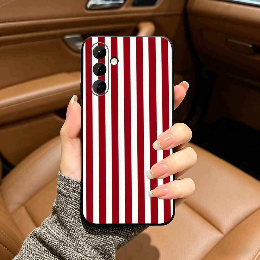 Burgundy White Stripe Black Soft Silicone Phone Case for Samsung Galaxy A73, A71, A72, A70, A53, A52, A51