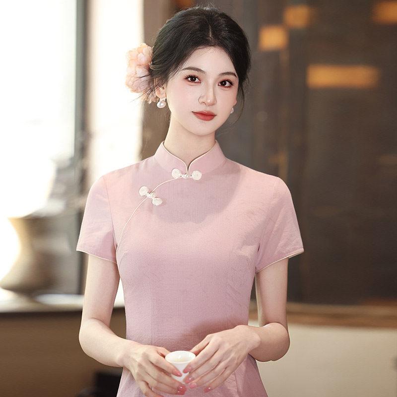 Pink national style new Chinese Suzhou cheongsam improved young 1011 new women's high-end sense small summer