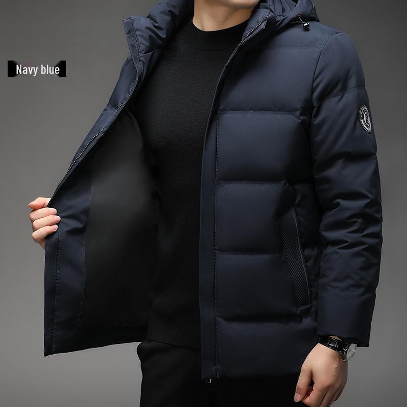 Pánská péřová bunda s kapucí od velké značky - Zimní teplý kabát pro všechny věkové kategorie