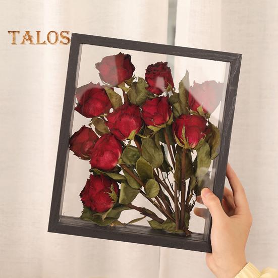 Holz-Fotorahmen, durchsichtiger, doppelseitiger Ausstellungsständer, rustikaler schwebender Bilderrahmen für den Schreibtisch, zur Präsentation getrockneter Blumen, DIY-Bastelarbeiten