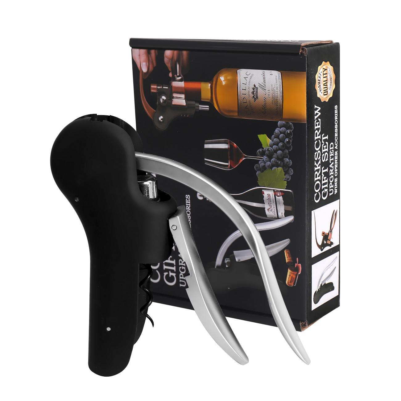 Wine Bottle Opener, Wine Bottle Lever Screwpull Opener Best Rabbit-Style Manual Corkscrew чёрный