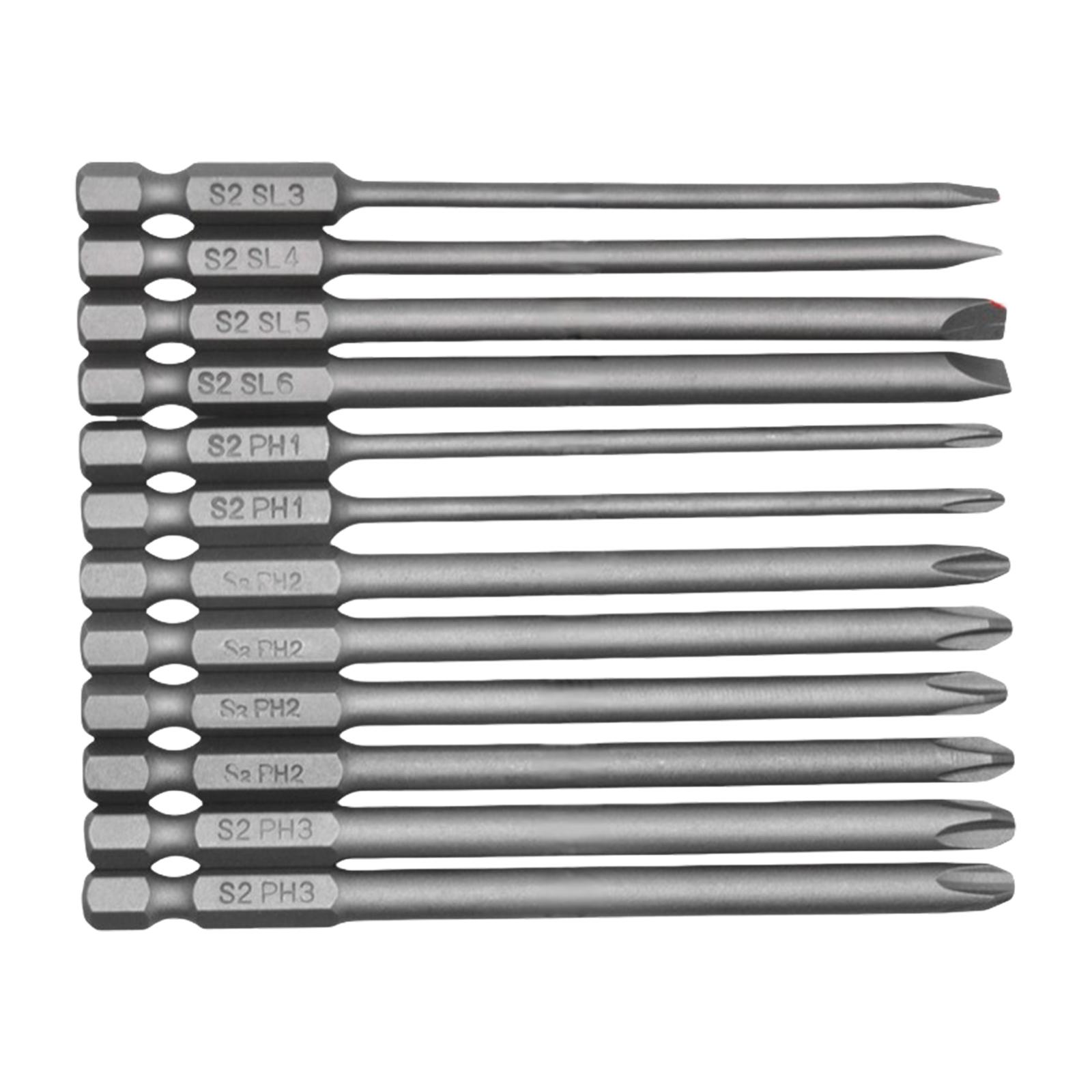 

Completing Set of 12 Alloys Steel 100mm Long Screwdriver Bit In Multiple Size for Multipurpose Use with Power Tool 1