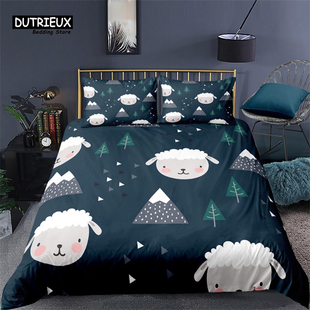 Cartoon Animals Bedding Set For Kids Children Panda Dinosaur Print Duvet Cover Set Comforter Cover With Pillowcase Bedroom Decor
