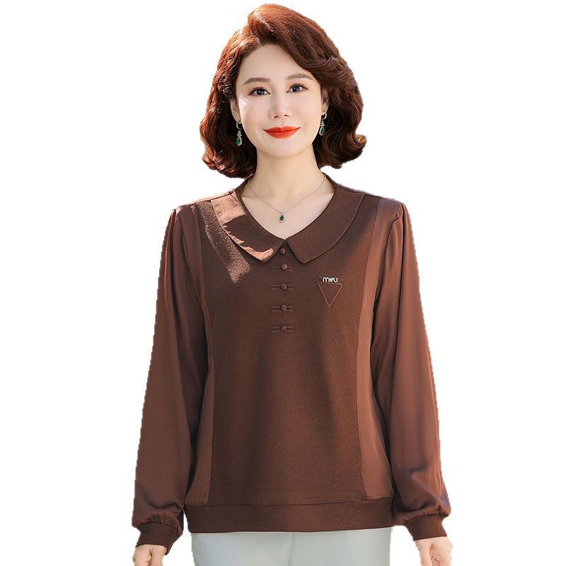 2025 Spring Long Sleeve T-shirt for 50-Year-Old Women's Fashion