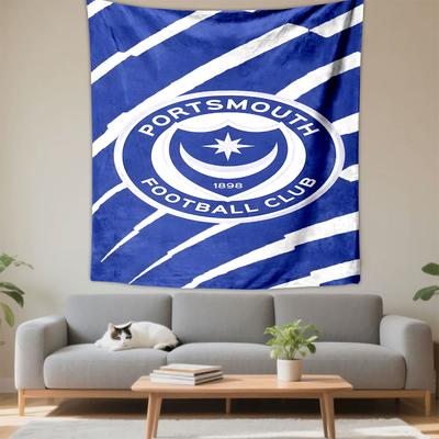 Portsmouth Football Club Logo Tapestry Patterned Tapestry Decorative Wall Hanging, Home Bedroom Living Room Decor