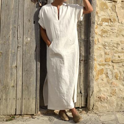 Roben Thobe Reine Farbe Jubba Kleider Muslimischen Kaftan Männer Arabischen Osten Islamischen Lange Robe Mitte