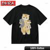 Womens AllSeason Classic TShirt Tan Cat Family Hug Contrast Print Tee Graphic Urban Minimalist Clothing Graphic Urban