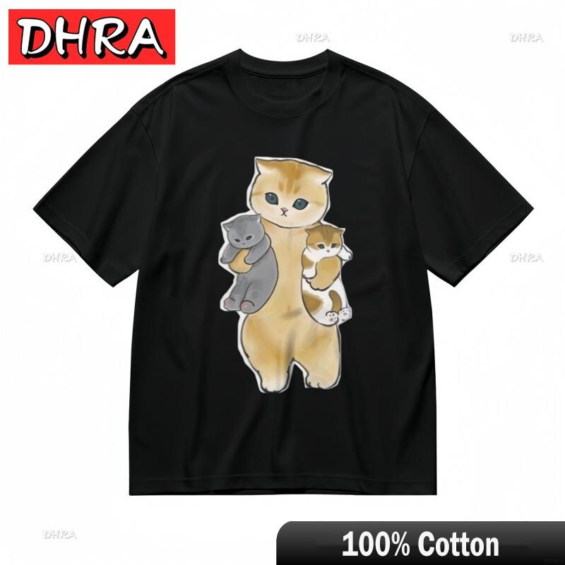 Womens AllSeason Classic TShirt Tan Cat Family Hug Contrast Print Tee Graphic Urban Minimalist Clothing Graphic Urban S