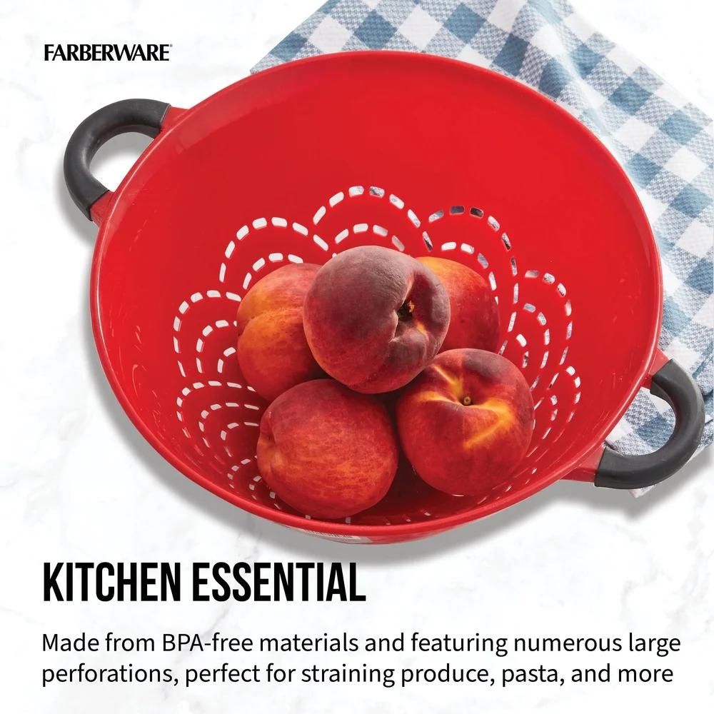 Durable Plastic Colander with Soft Grip Handles Large Perforations Raised Feet Easy Straining and Draining Kitchen Tool