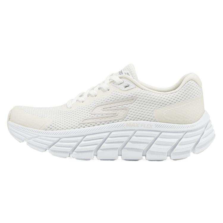 Skechers Max Flex Comfortable Lace-Up Round Toe Mesh TPU Wear-Resistant Breathable Rebound Low-Top Running Shoes Women sneaker 129761-WHT 36