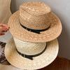 Vintage Panama Style Woven Straw Hat Women'S Large Brim Sunshade Sun Protection Hat Seaside Vacation Hat Tide