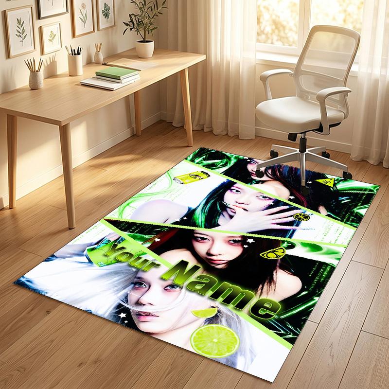 Personalized Crystal Velvet Carpet,aespa Custom Printed Name, Plush Area Rug For Home Indoor Decor