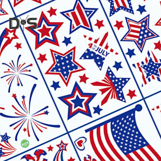 9Pcs Independence Day Stickers Double-Sided Design Stars Stripes Elements Easy To Use July 4 Patriotic Window Decoration