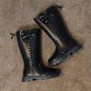 Girls High Top Winter Boots Bow Detail Slip Resistant Rubber Sole Zipper Closure Warm Fabric Lining