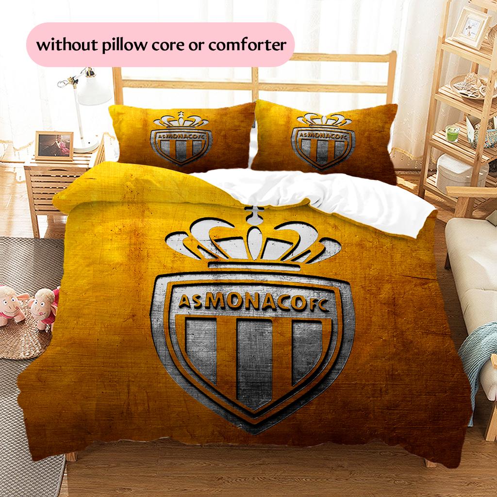 AS Monaco FC Pattern Bedding Home Decoration Birthday Gift (1 * duvet cover + 2 * pillowcase, without core)