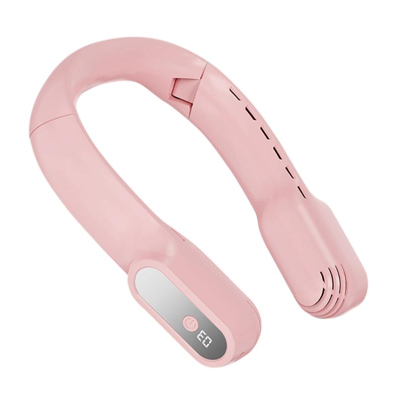 

Безлопастной шейный вентилятор с естественным режимом ветра, регулируемый без помощи рук для использования на открытом воздухе в помещении розовый