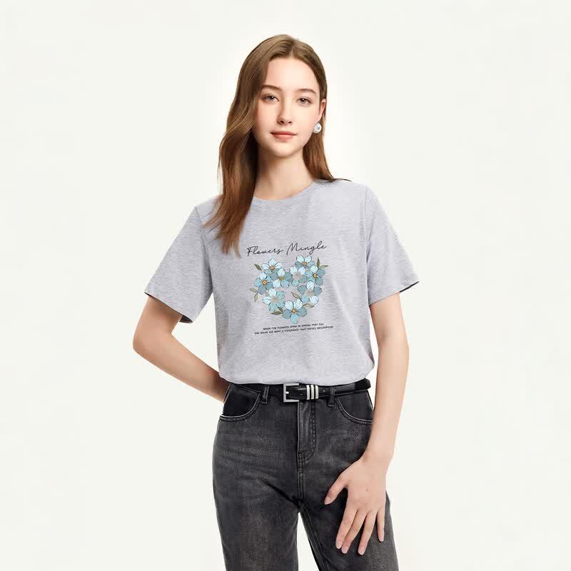 FivePlus Women's Pure Cotton Printed Round Neck T-shirt