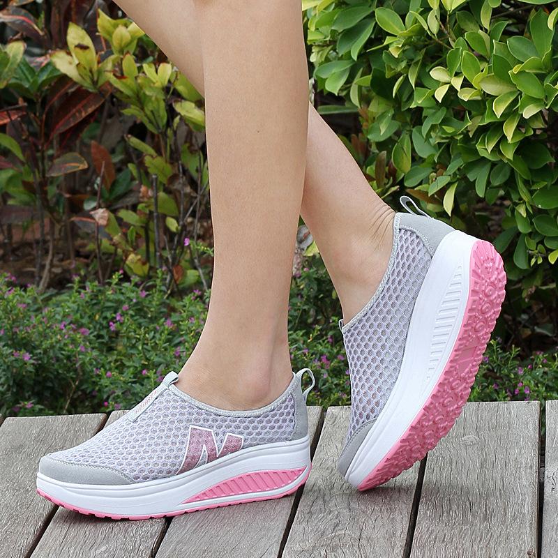 New summer foot cover women's net shoes rocking shoes women's sports and leisure shoes mesh breathable women's shoes thick-soled muffin shoes