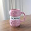 Taza de Café Cerámica Estilo Tejido Caliente, Taza de Bolas de Hilo de Colores, Taza de Té Regalo, Vasos para Verano e Invierno, Utensilios de Cocina