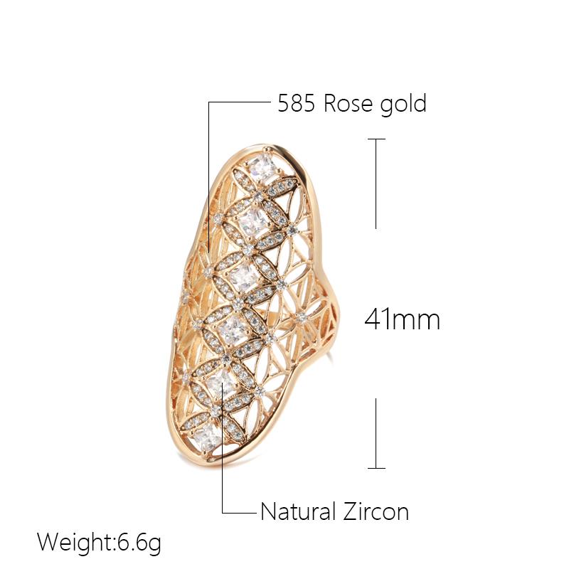 Unique  Rose Gold Big Ring For Women Fashion Natural Zircon Engagement Wedding Party Daily Fine Jewelry  New