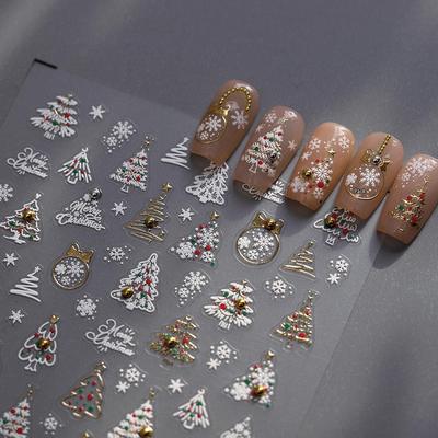 TENSOR Gold Ferrite 3D Christmas Tree Nail Stickers - Self-Adhesive, Exquisite Series TL-274.