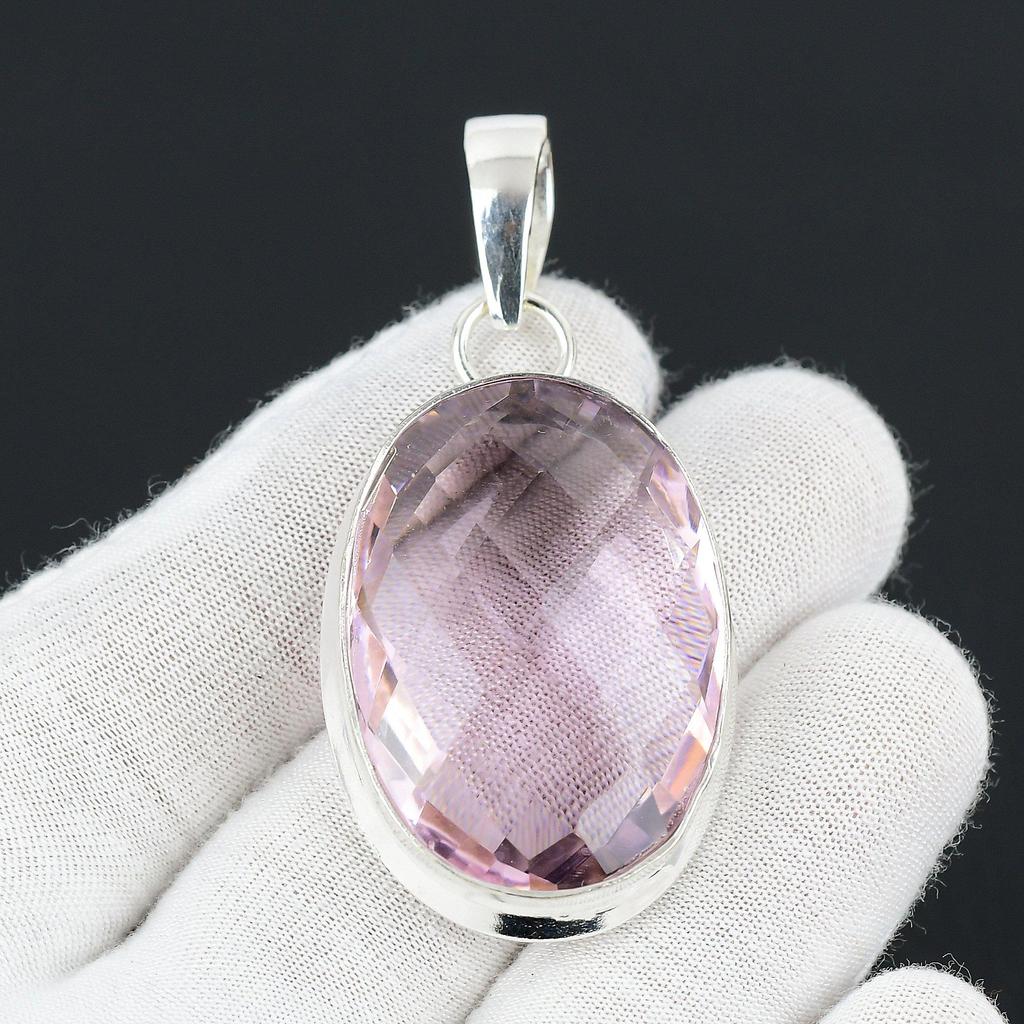 Pink Kunzite Gemstone Handmade 925 Sterling Silver Jewelry Pendant Statement Bohemian Pendant Pink Kunzite Gemstone Pendant For Gifts