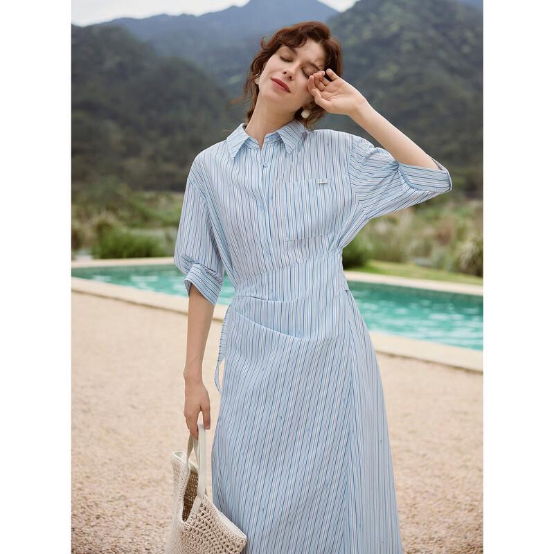ELLE Striped Twisted Design A-Line Dress