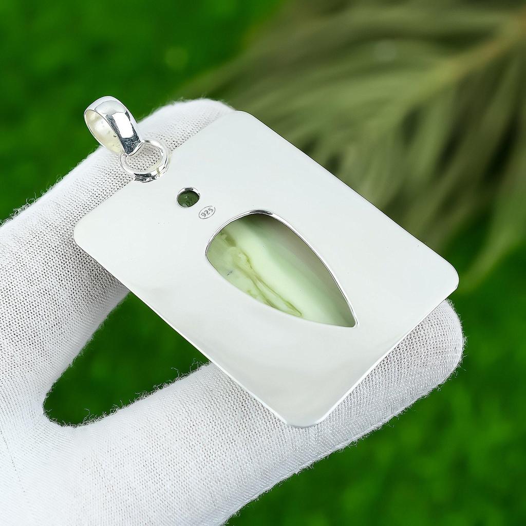 Natural Serpentine Gemstone Indian Jewelry 925 Sterling Silver Pendant For Women