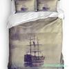 Nautical Vintage Style Spanish Galleon 3pcs Bedding Set For Bedroom Double Bed Home Textile Duvet Cover Quilt Cover Pillowcase