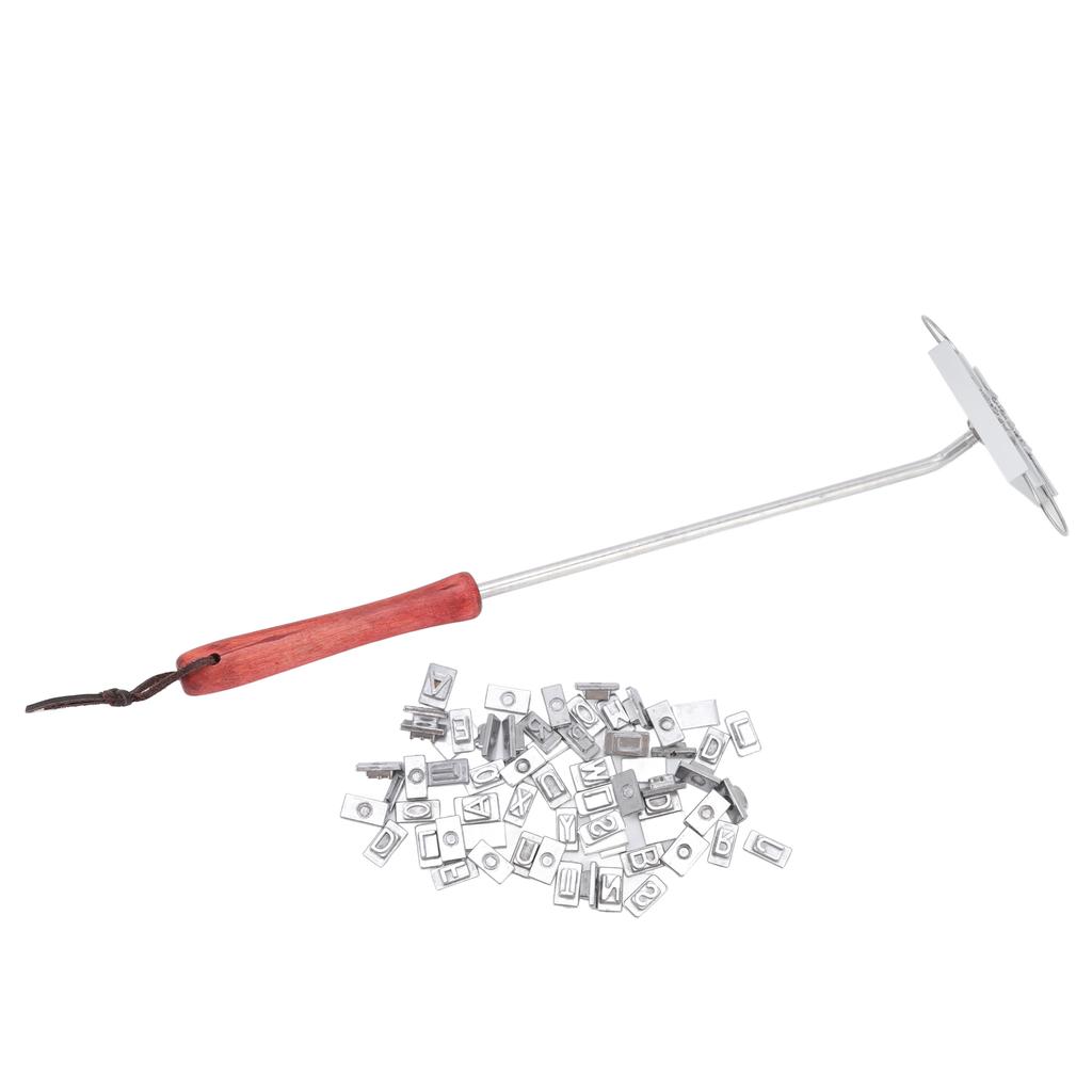 BBQ Branding Iron English Letters Stainless Steel Steak Branding Iron with Wooden Handle for Grillin