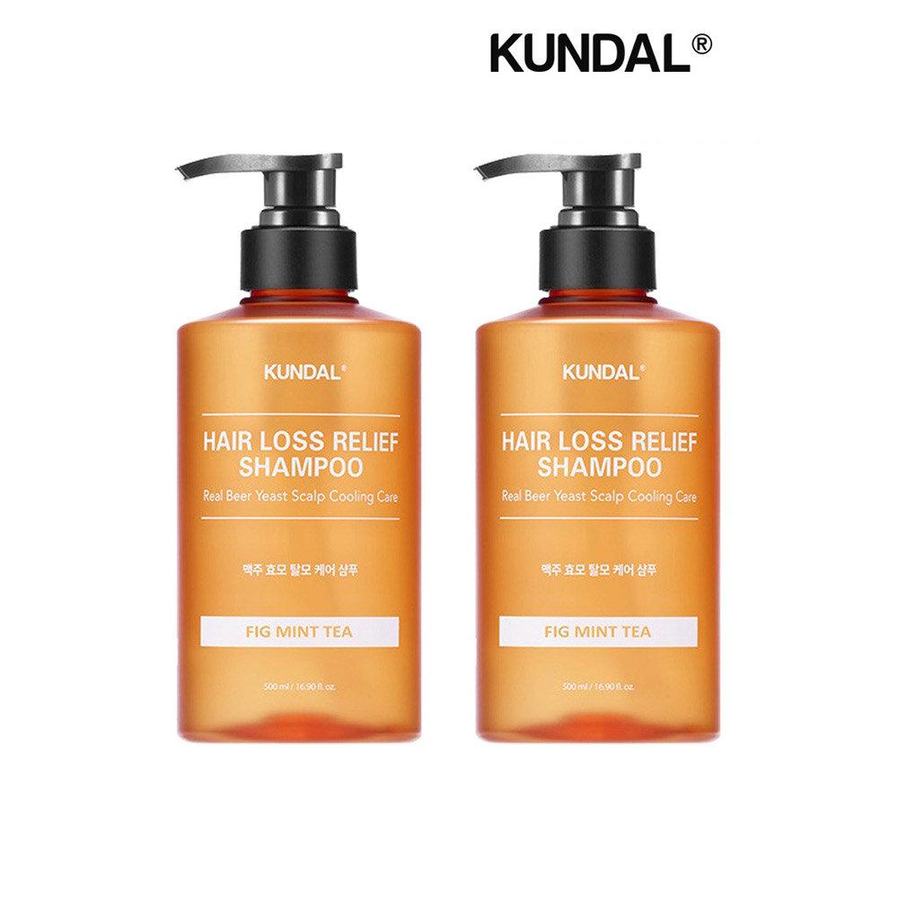 KUNDAL Beer Yeast Anti-Hair Loss Shampoo Pigmint Tea 500ml x2