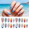 Ocean Theme Press-on Nails 3D Flower Almond-shaped Artificial Nail Tips Reusable Gradient Pink Gel Fake Nails Women and Girls