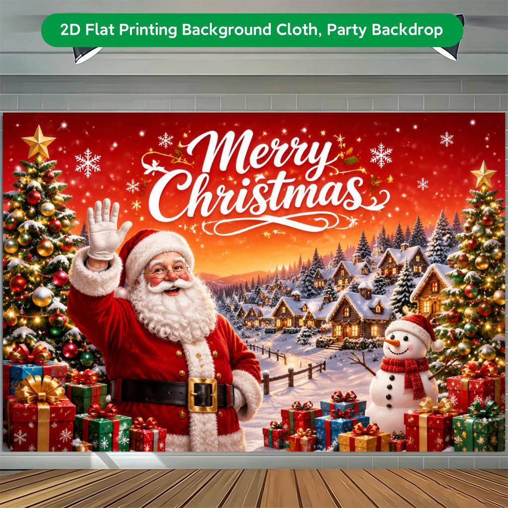 1Pcs Merry Christmas Santa Claus Gifts Decoration Background Winter Backdrop For Photo Studio Photo Booth Party