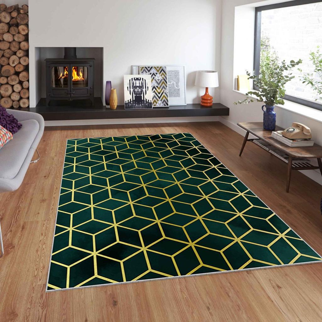 Zelený hranol 3D digitální tisk protiskluzový podlahový koberec
