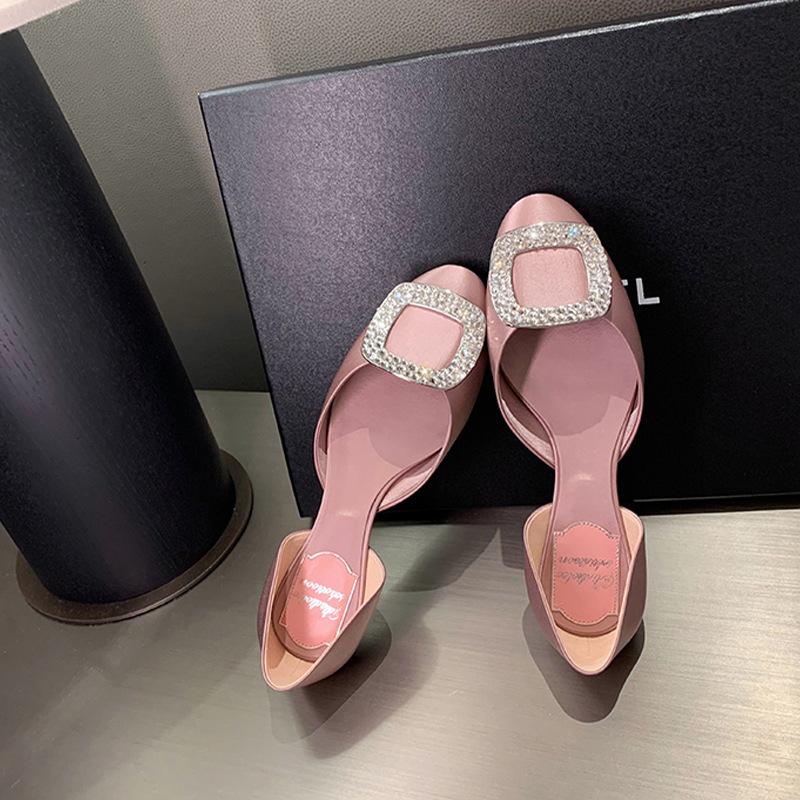 Grape mother studiolee summer new fashion fairy round head square diamond jewelry shallow mouth hollow flat-soled single shoes women