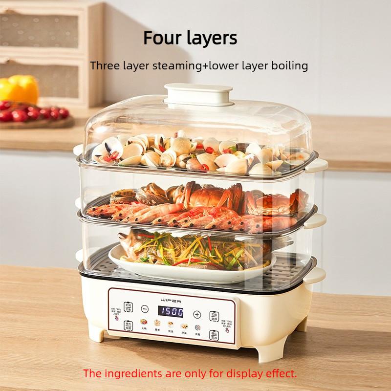Multi functional Electric Steamer Four Layer Large Capacity Steam Pot Household Breakfast Automatic Power Off Steaming Box