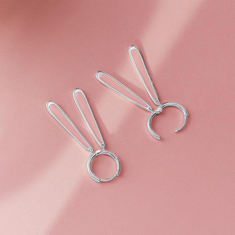 Banyan Tree S925 Silver Pink Rabbit Ear Earrings - Cute Gift for Girlfriends