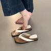 Slope Heel Square Head Leopard Print Flip-Flops For Women, Summer Wear, Seaside Vacation Travel, Cold Slippers For Women