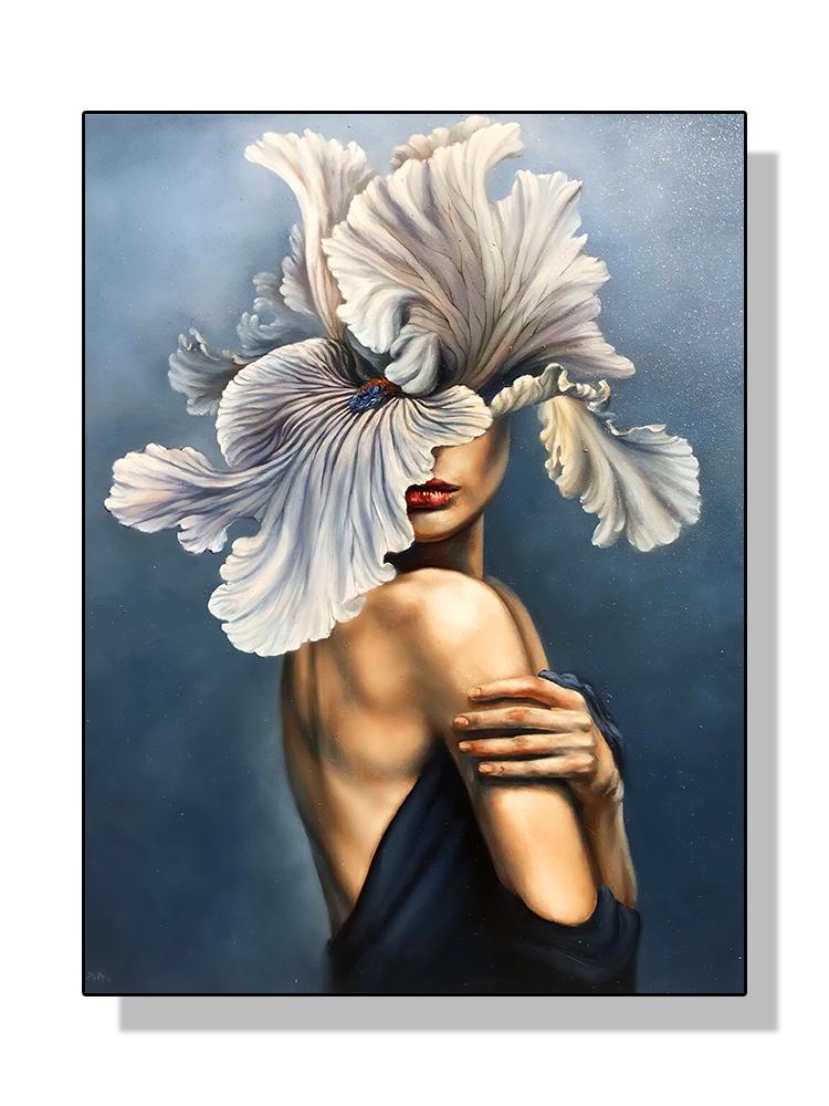Modern Sexy Woman Flower Head Poster Canvas Painting Abstract Fashion Lady Wall Art for Living Room Decoration Home Cuadros