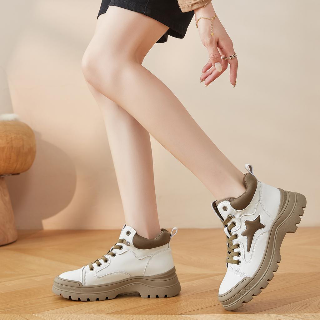 Martin Boots Women's Autumn and Winter New Star Models One-pedal Elastic Band High-top Casual Shoes Women's Short Boots