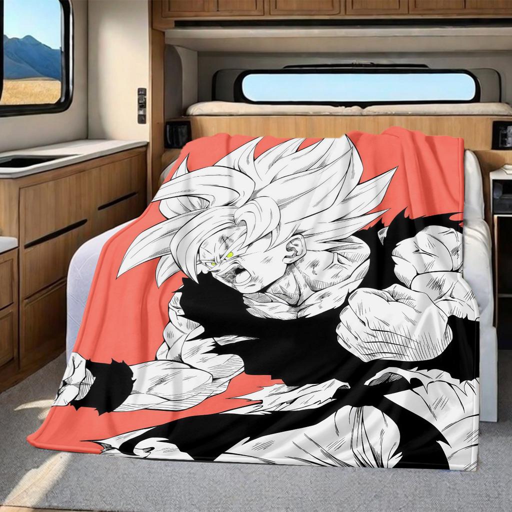 1PC Vegito Print Flannel Blanket, High quality All Seasons, Home Decor, Warmth and Comfort, Perfect for Christmas Gifts