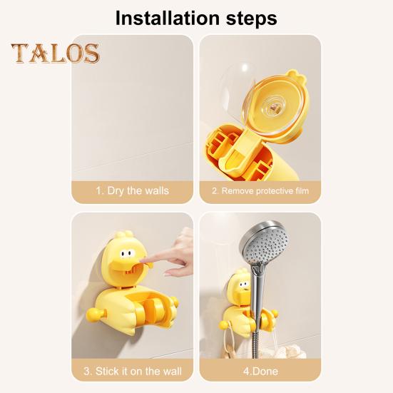 Shower Rack Cartoon Bear Duck Shape Wall-mounted Suction Cup Shower Holder Strong Load-Bearing Capacity Hook Design Shower Shelf