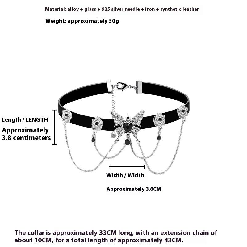Black Butterfly Collar Women's Versatile Niche High-end Light Luxury Necklace Hip-hop Babes Personalized Pearl Necklace