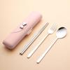 304 Stainless Steel 3-Piece Cutlery Set: Fork, Spoon, Chopsticks – Portable for Camping, Travel, or Student Use.