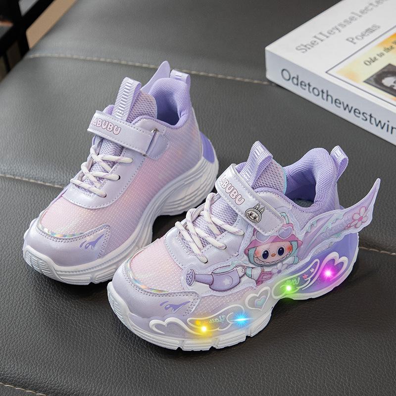 

Children s fashion running shoes Autumn 2025 new men s and women s middle-aged and older children s rotating button casual non-slip sports shoes 30 фиолетовый