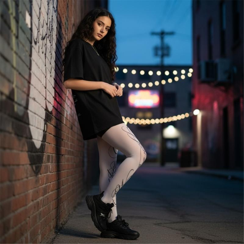 Opaque Footed Tights High Waist Pantyhose Control Top Tights Thigh High Stockings Printed Silk Stockings for Womens